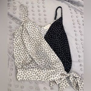 Cross tank top with tie at bottom